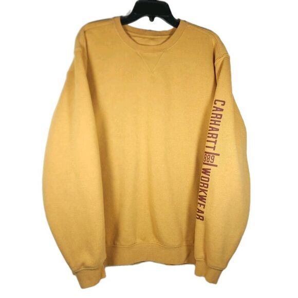 Carhartt Other - Carhartt Men's Sz Large Mustard Crew Neck Thick Loose Workwear Pullover Sweater